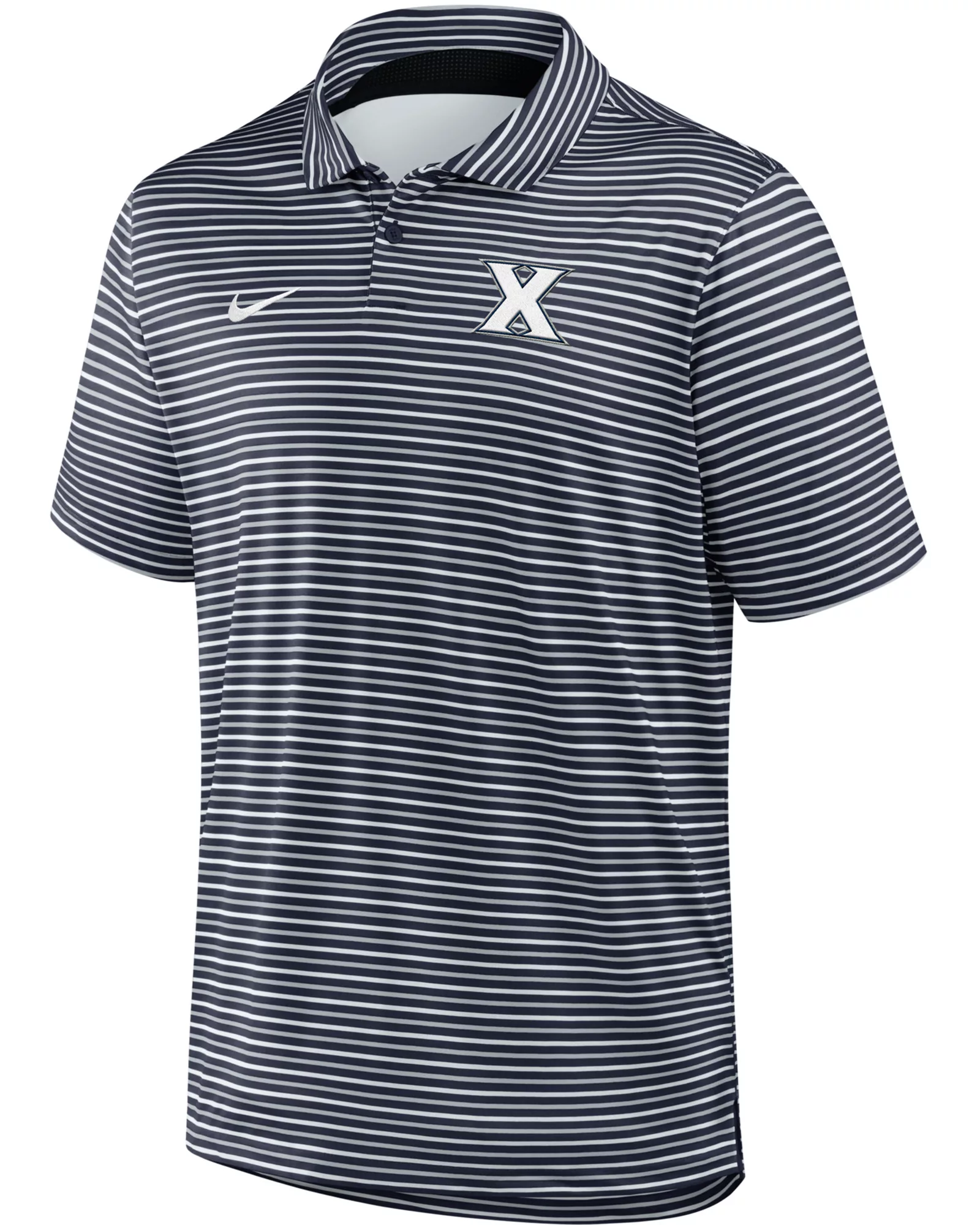 Nike Men's Xavier Musketeers Navy Tour Stripe Polo
